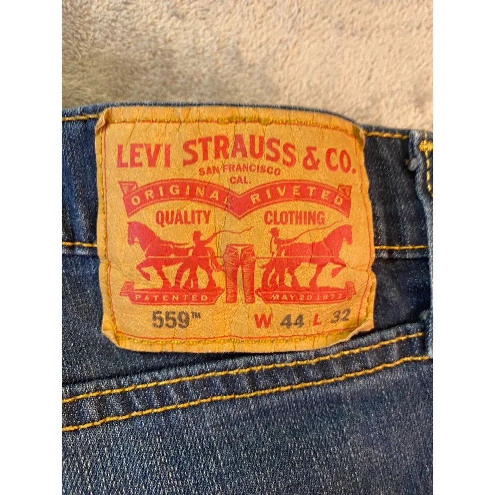 Levi's Men's 559 Jeans W44 L32 Blue Relaxed Straight Denim